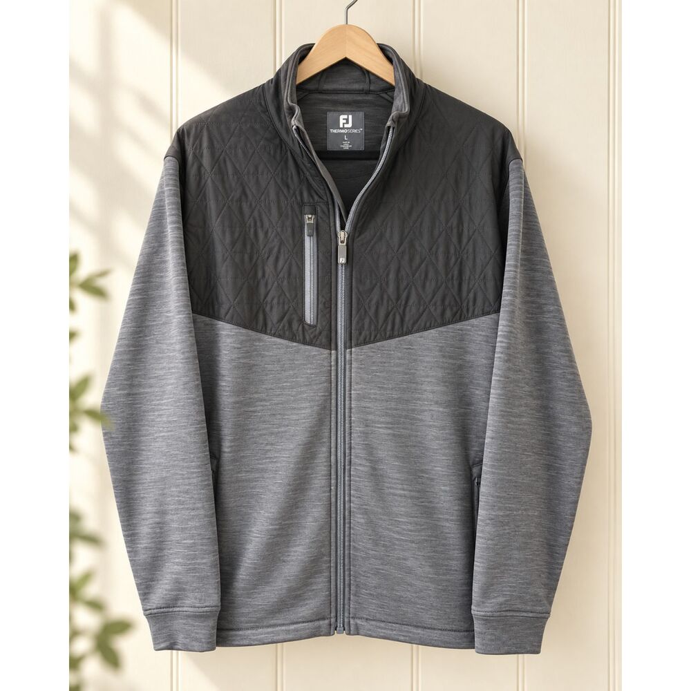 FootJoy ThermoSeries Men’s Large Hybrid Golf Jacket Gray Black Full Zip Winter